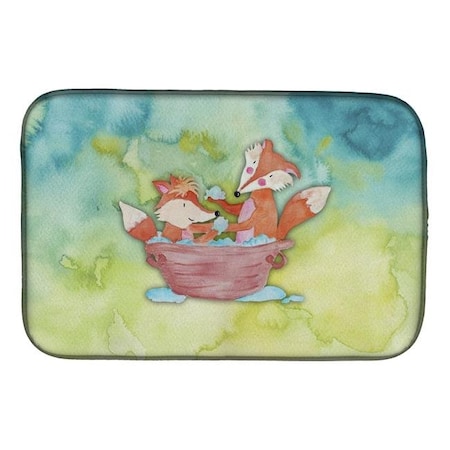 Carolines Treasures Carolines Treasures BB7350DDM Foxes Bathing Watercolor Dish Drying Mat BB7350DDM
